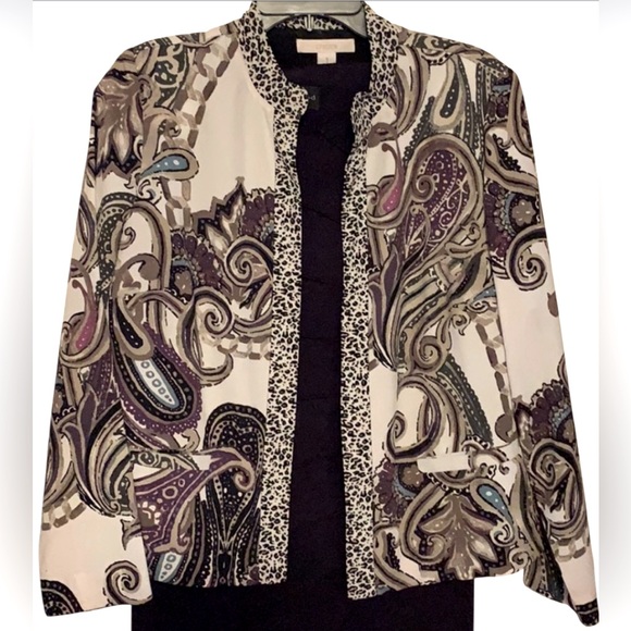 Chico’s 1 = M Open Front Jacket Blazer Multicolor Paisley Print Lightweight - Picture 1 of 4